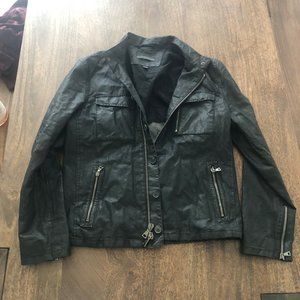 John Varvatos Coated Linen Moto Jacket Black Size 50